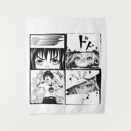 Aktionsrahmen für Retro-Anime Wandteppich (Vorderseite)