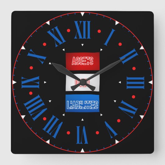 Aktiva über Passiva Flag römische Zahl Quadratische Wanduhr (Vorderseite)
