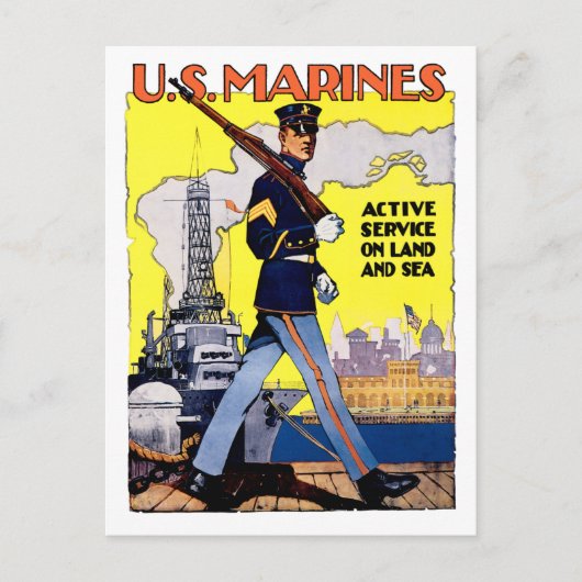 Aktiver Dienst an Land und auf See Postkarte (Vorderseite)