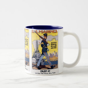 Aktiver Dienst an Land und auf See Zweifarbige Tasse