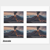 Aktiver Vulkan in der Nähe der Berge Rechteckiger Aufkleber (Blatt)