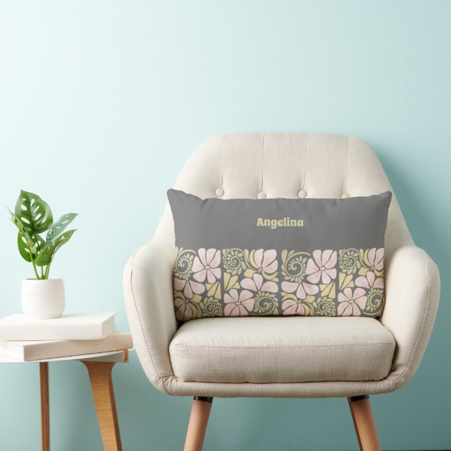 Aktives Kissen mit modernem Blumendesign. (Stuhl )