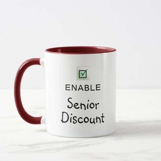 Aktivieren Sie Lustiger Seniorenrabatt-Zitat-Kaffe Tasse (Links)