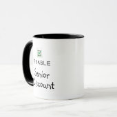 Aktivieren Sie Lustiger Seniorenrabatt-Zitat-Kaffe Tasse (Vorderseite Links)