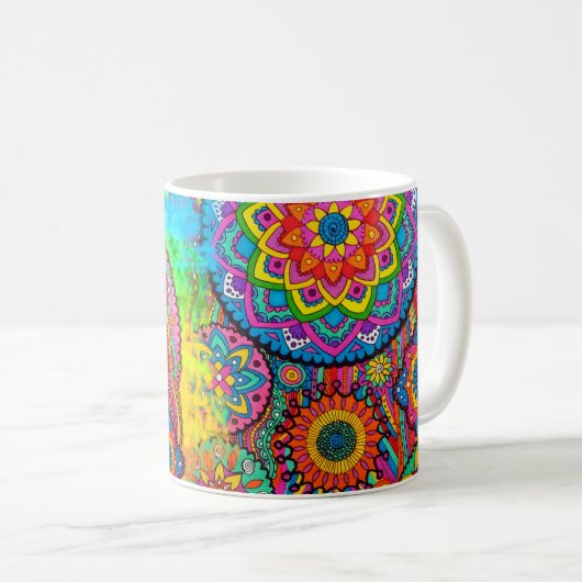 Aktivierende Friedensheilende Mandala-Kunst-Tasse Kaffeetasse (VorderseiteRechts)
