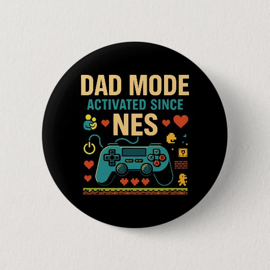 Aktivierung des Vater-Modus NES Retro Gamer Art Button (Vorderseite)