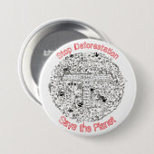 Aktivismus Slogan stoppen Entwaldung retten Planet Button (Vorne & Hinten)
