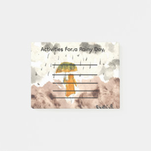 Aktivitäten für einen regnerischen Tag auf Post-it Klebezettel