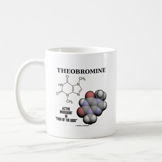 Aktivsubstanz des Theobromin-(chemisches Molcule) Kaffeetasse (Links)