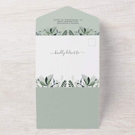 Aktualisierte Eukalyptus Gold QR Code UAWG Wedding All In One Einladung (Außenbereich)