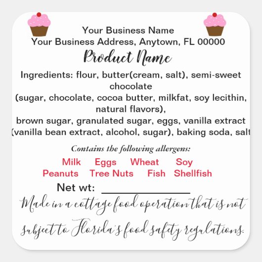 AKTUALISIERTE FLORIDA Hütte Lebensmittelgesetzaufk Quadratischer Aufkleber (Vorderseite)