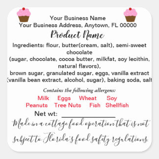 AKTUALISIERTE FLORIDA Hütte Lebensmittelgesetzaufk Quadratischer Aufkleber