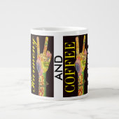 Aktualisierte Liebe und Kaffee = PEACE Jumbo Tasse (Vorderseite)