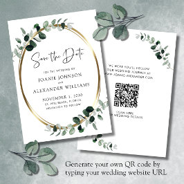 Aktualisierter QR Code Eukalyptus Greenery Gold Save The Date