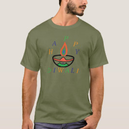 aktualisiertes Diya - Happy Diwali Tricolor Design T-Shirt