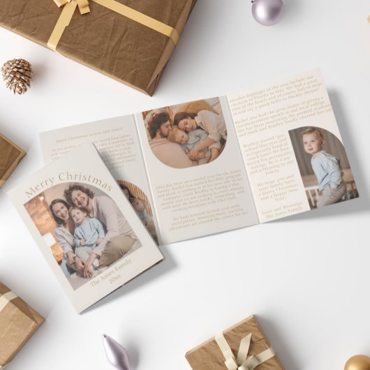 Aktualisierung der Cream Modern Arch Year (Jahr de Dreifach Gefaltete Urlaubskarte