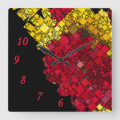 Aktuelle Abstrakte geometrische Fünf-Rote Zahlen Quadratische Wanduhr (Vorderseite)