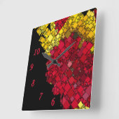 Aktuelle Abstrakte geometrische Fünf-Rote Zahlen Quadratische Wanduhr (Winkel)