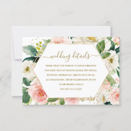 Aktuelle Blush Gold Floral Wedding Details Card RSVP Karte