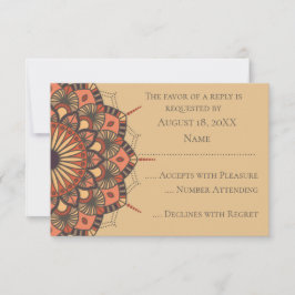 Aktuelle braune Peach Mandala RSVP Karten