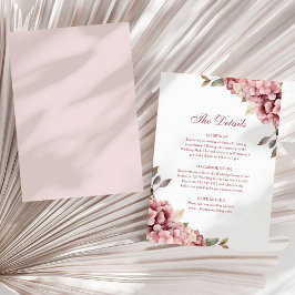 Aktuelle Dusty Rose Hydrangea Wedding Details Card Einladung