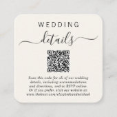 Aktuelle Foto QR Code Cream Wedding Details Begleitkarte (Vorderseite)