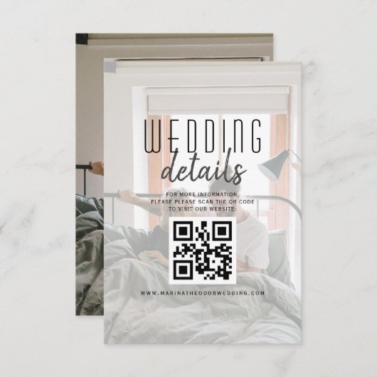 Aktuelle Foto QR Code Hochzeitsdetails Begleitkarte (Vorne/Hinten)