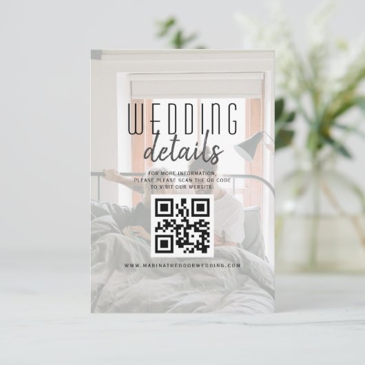 Aktuelle Foto QR Code Hochzeitsdetails Begleitkarte (Stehend Vorderseite)