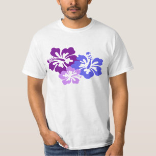 Aktuelle Hibiskus-Blume im Blau, lila und lila T-Shirt