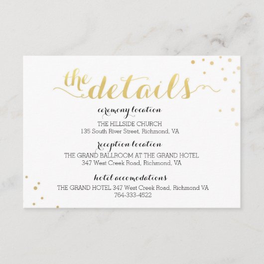 Aktuelle Imitate Gold Foil Glamour Information Car Begleitkarte (Vorderseite)