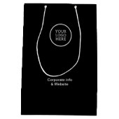 Aktuelle Minimal-Business-Logos Schwarze Unternehm Mittlere Geschenktüte (Rückseite)
