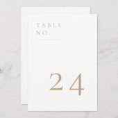 Aktuelle Minimalistische Beige-Tischnummer-Karte Programm (Vorne/Hinten)