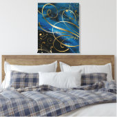 Aktuelle Mixed Media Gold Wirbel Schnörkel Ca Leinwanddruck (Insitu (Schlafzimmer))