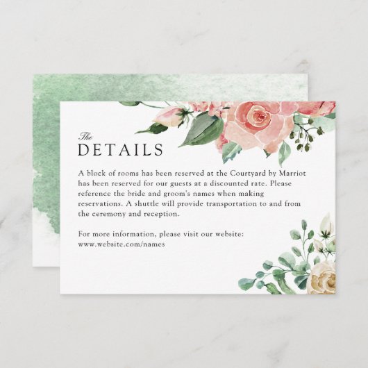 Aktuelle Rose für Hochzeiten Begleitkarte (Vorne/Hinten)