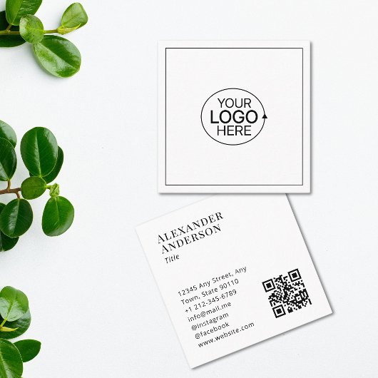 Aktuelle schwarz-weiß-farbige QR-Code für das Hinz Quadratische Visitenkarte