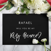 Aktuelle schwarze Ring Bearer-Karte Einladung