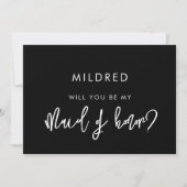 Aktuelle schwarze Trauzeugin Einladung (Vorderseite)