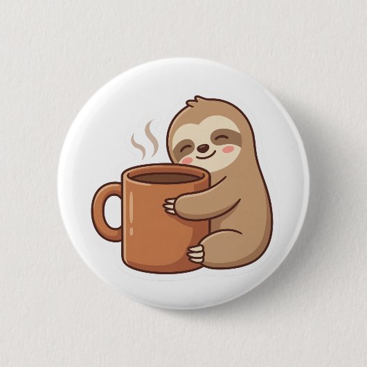 Aktuelle Stimmung Faultier Kaffee Pin Button (Vorderseite)