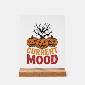 Aktuelle Stimmung Halloween-Kürbis-Vintage-Shirt-D Acrylschild