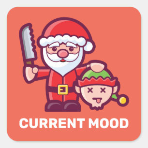 Aktuelle Stimmung - Santa und Elf Quadratischer Aufkleber