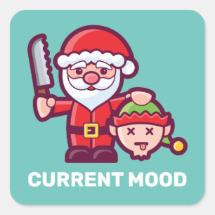 Aktuelle Stimmung - Santa und Elf Quadratischer Aufkleber