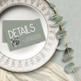 Aktuelle Text QR Code Sage Green Wedding Details Begleitkarte