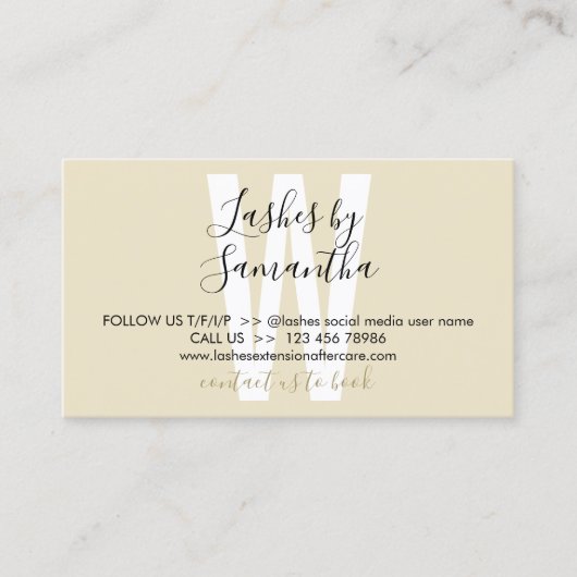 Aktuelle Tipps und Hinweise zur Lash Aftercare-Tec Visitenkarte (Vorderseite)