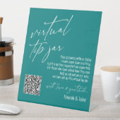 Aktuelle Virtual Tip Jar QR Code Aquamarin Sockelschild (In Situ)