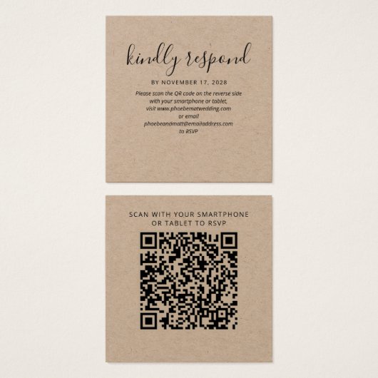 Aktuelle Website-Karte für den QR-Code für Hochzei (Vorne & Hinten)