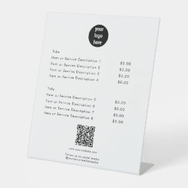 Aktuelle White Price List QR Code Social Media Sockelschild