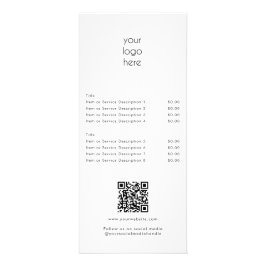 Aktuelle White Price List QR Code Social Media Werbekarte