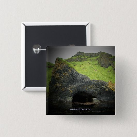 Akun Island Basalt Sea Höhle Button (Vorne & Hinten)