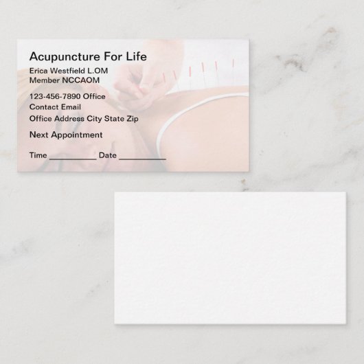 Akupunktion Ernennung Budget Business Cards Visitenkarte (Vorne/Hinten)