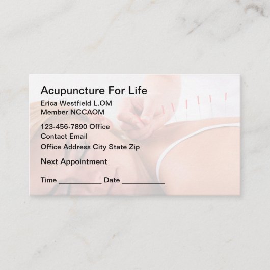 Akupunktion Ernennung Budget Business Cards Visitenkarte (Vorderseite)